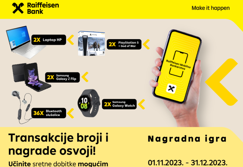Učinite sretne dobitke mogućim korištenjem Raiffeisen mobilnog bankarstva